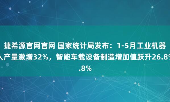 捷希源官网官网 国家统计局发布：1-5月工业机器人产量激增32%，智能车载设备制造增加值跃升26.8%