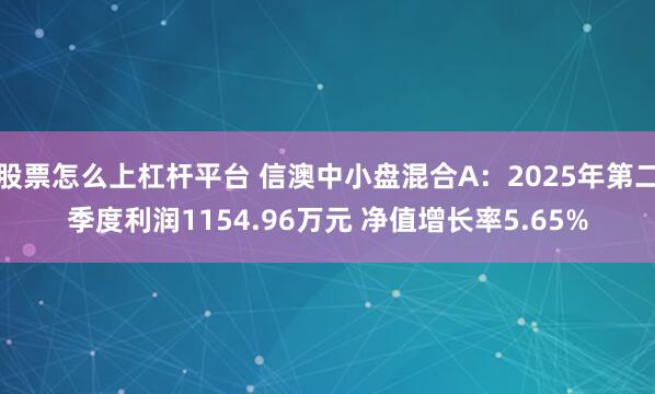 股票怎么上杠杆平台 信澳中小盘混合A：2025年第二季度利润1154.96万元 净值增长率5.65%