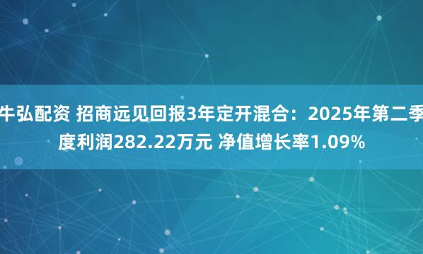 牛弘配资 招商远见回报3年定开混合：2025年第二季度利润282.22万元 净值增长率1.09%